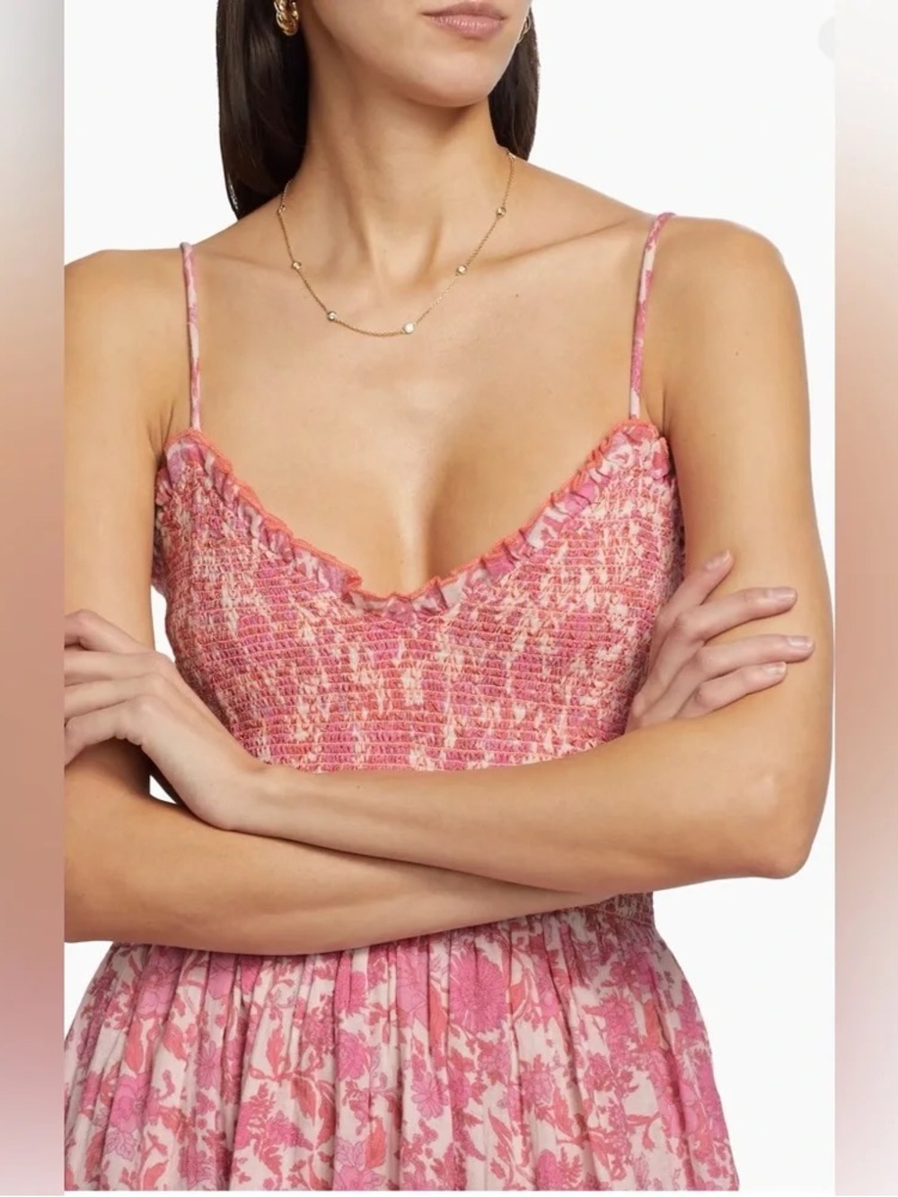 Free People Sweet Nothings Midi Dress Pink Combo - Picture 8 of 8
